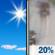 Monday: Sunny then Slight Chance Light Rain