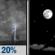 Tonight: A slight chance of thunderstorms before 8pm. Mostly clear. Low around 51, with temperatures rising to around 53 overnight. Northwest wind 2 to 15 mph, with gusts as high as 23 mph. Chance of precipitation is 20%. Tonight: Slight Chance T-storms then Mostly Clear